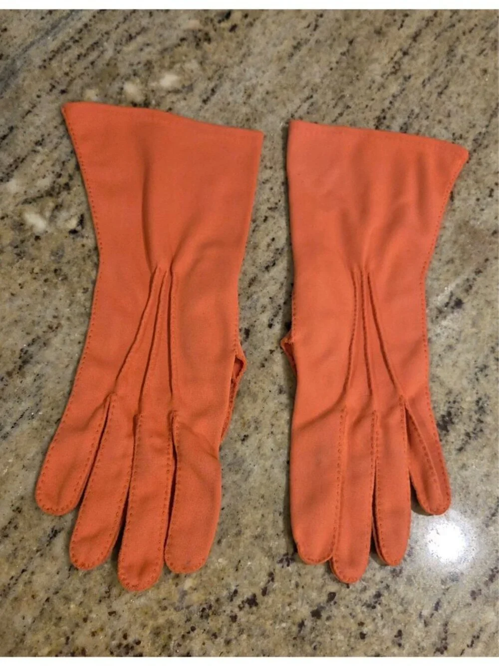Vintage Womens Size XL XXL Pumpkin Orange Formal Stretch Nylon Gloves